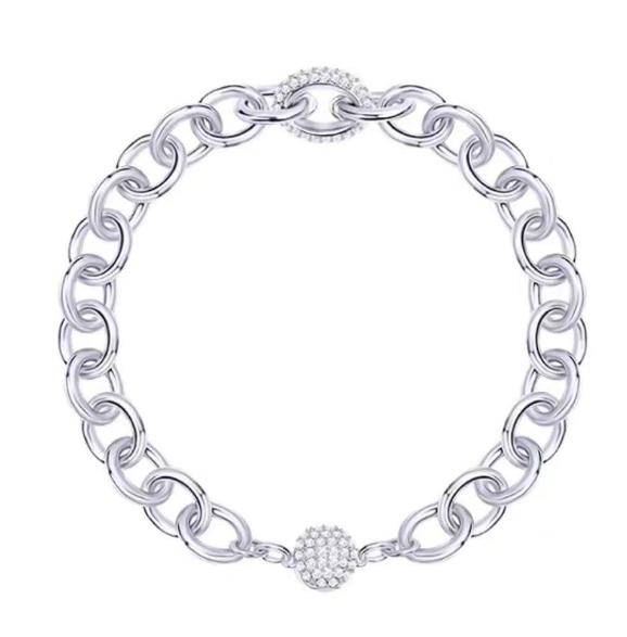 Brazalete Swarovski eslabones ovalados broche pavé acabado rodiado