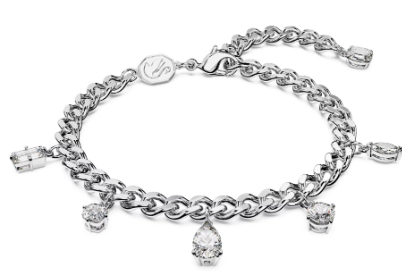 Brazalete Swarovski cadena eslabón dijes cristal rodio