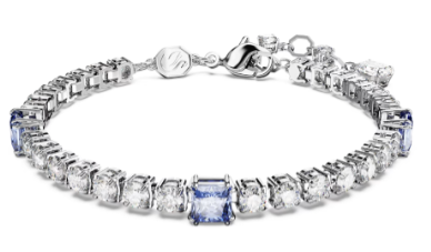 Brazalete Swarovski tenis cristal azul cuadrado
