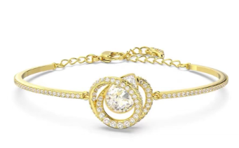 Brazalete Swarovski rígido espiral cristal baño dorado