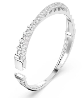 Brazalete Swarovski rígido baguette rodio abierto