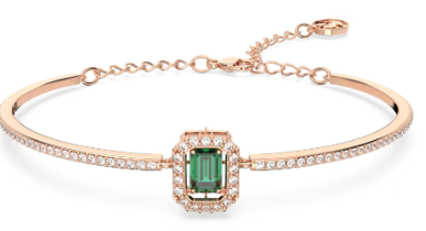 [A259] Brazalete Swarovski Millenia cristal verde tono oro rosa