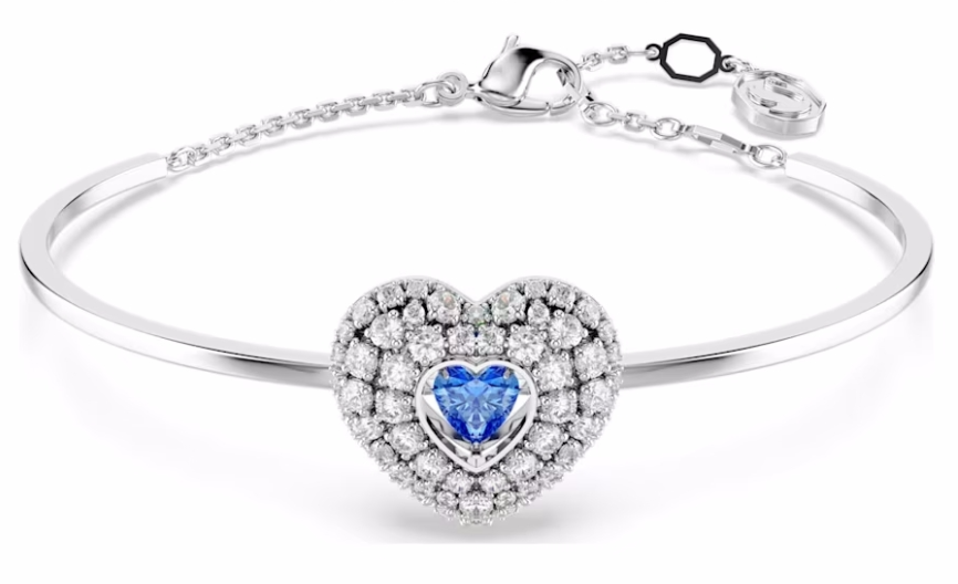 Brazalete Swarovski corazón cristal azul acabado rodiado