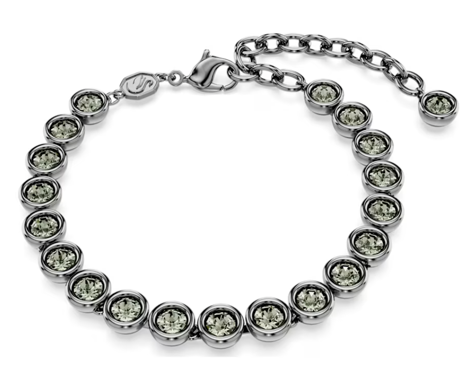 Brazalete Swarovski cristales khaki en fila tono negro