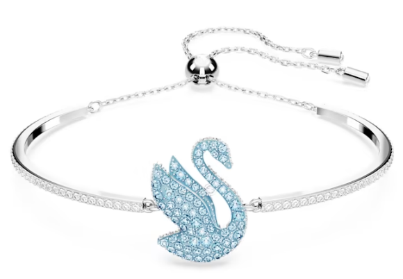 Brazalete Swarovski Cisne Plateado Cristal Celeste