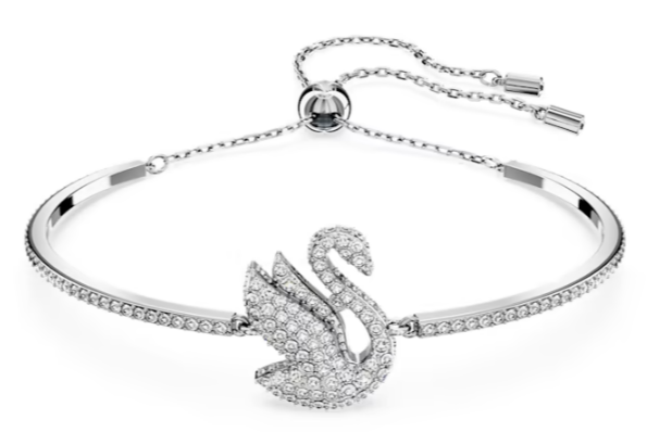Brazalete Swarovski Cisne Plateado Pavé Blanco