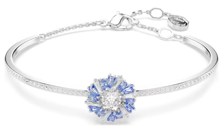 Brazalete Swarovski Rígido Flor de Cristales Azul