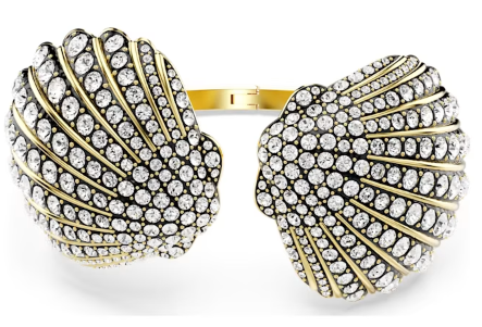 Brazalete Swarovski Dorado Conchas Marinas Pavé