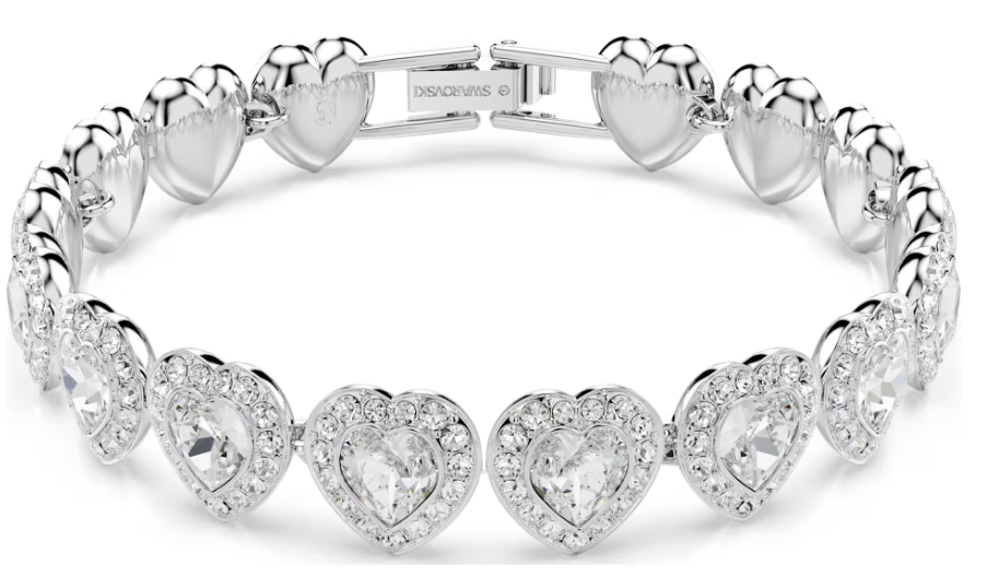 Brazalete Swarovski Sparkling Dance Corazones Plateado