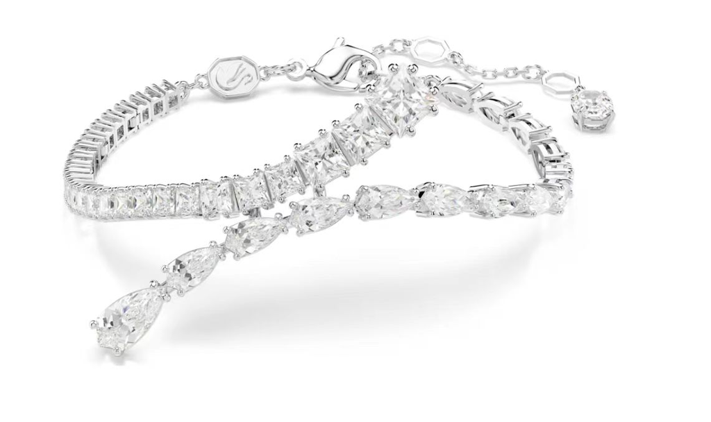 [A294] Brazalete Swarovski Matrix Plateado Cristales Mixtos