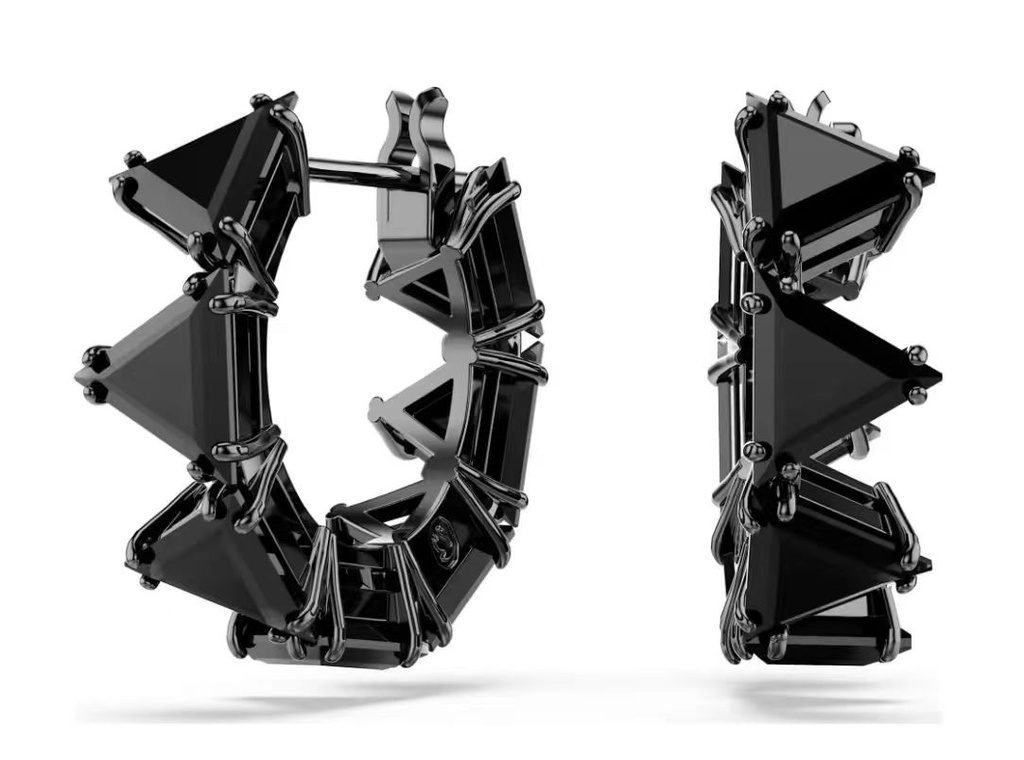 Aretes Swarovski Aro Triangular Cristal Negro