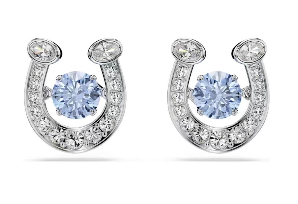 Aretes Swarovski Herradura Cristal Azul