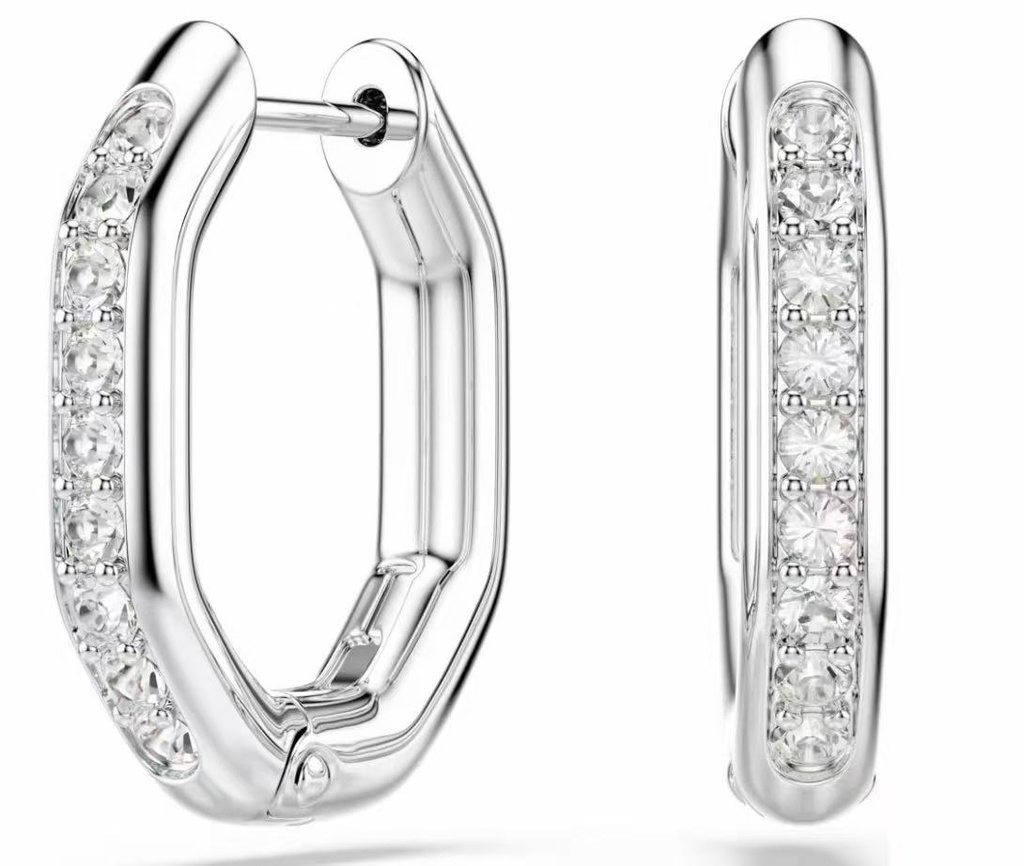 Aretes de aro octogonal pavé en plata