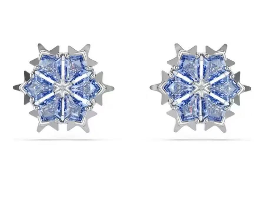 Aretes de botón estrella cristales azul lavanda