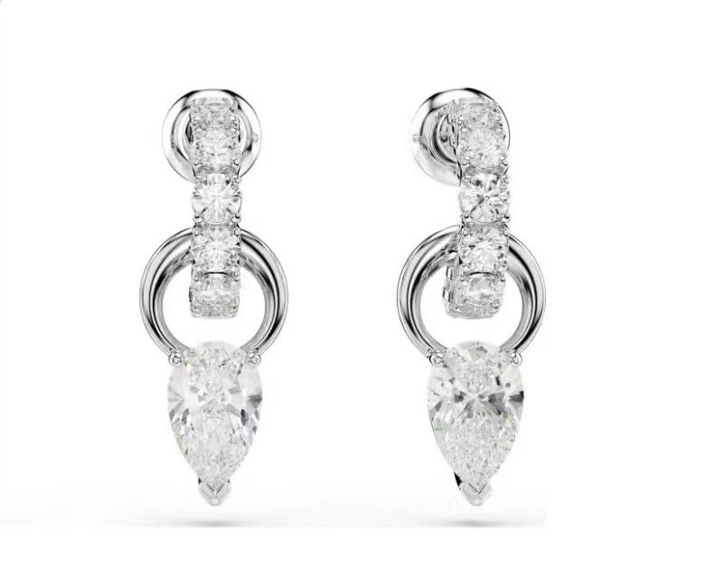 Aretes colgantes círculo y cristal pera
