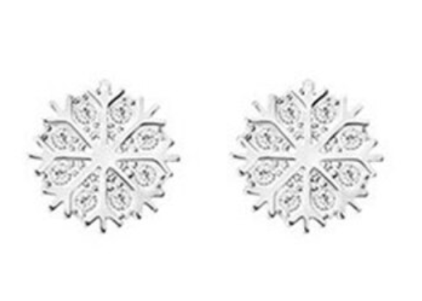 Aretes Copo de Nieve Cristales Pavé Rodio