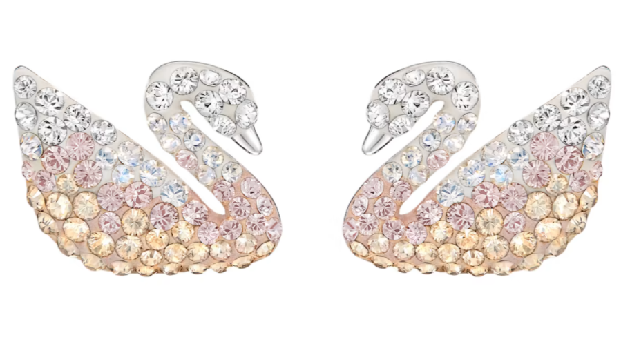 Aretes Swan Cisne Degradado Rosa y Dorado