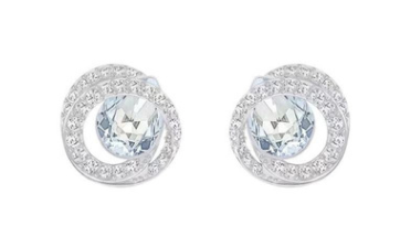 Aretes botón Swarovski espiral pavé plateado