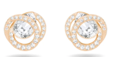 Aretes botón Swarovski espiral pavé oro rosa