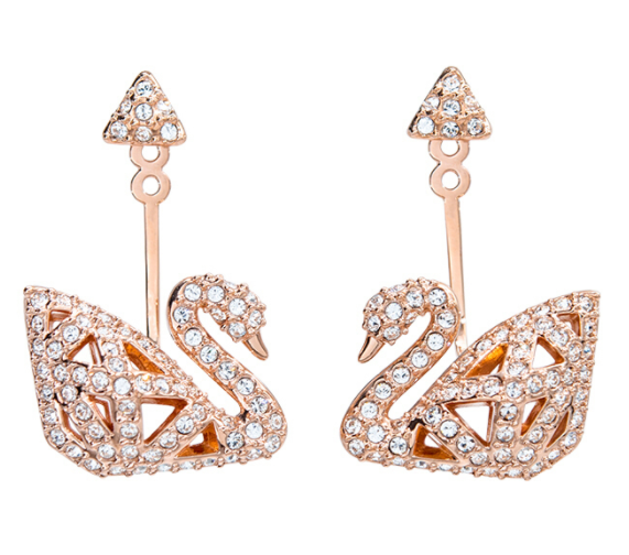 Aretes Swarovski cisne facetado rodio