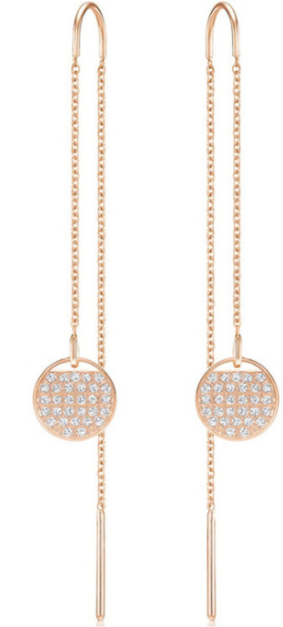 Aretes Swarovski disco pavé cadena rodio