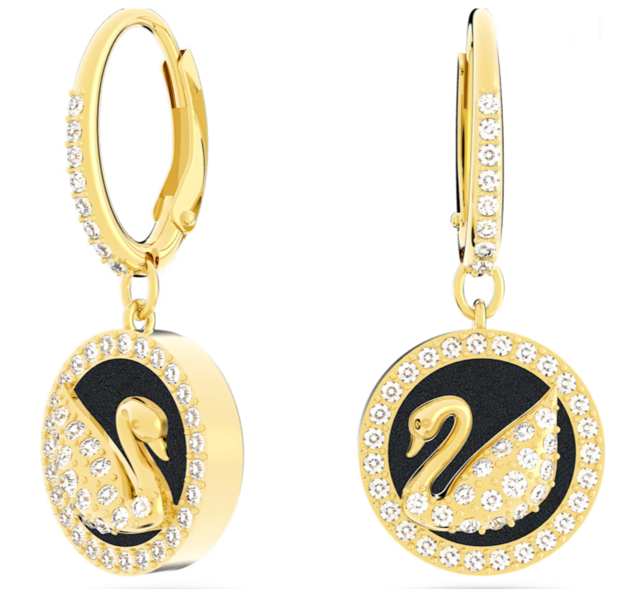Aretes Swarovski Cisne Iconic Aro Dorado