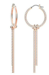 Aretes Swarovski Aro Flecos Pavé Oro Rosa