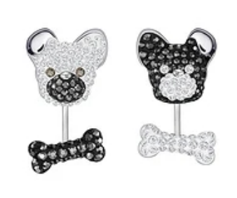 Aretes Swarovski Bulldog Francés y Hueso