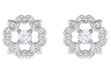 Aretes Swarovski Flor Pavé Platino