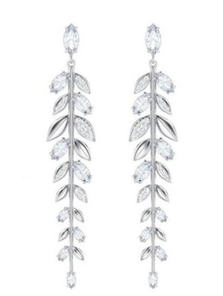 Aretes Swarovski Hojas Colgantes Platino