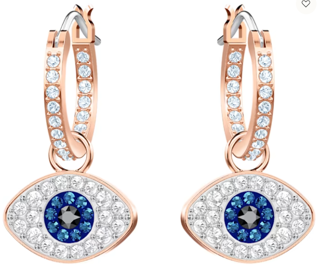 [E056] Aretes Swarovski Ojo Protector Aro Oro Rosa