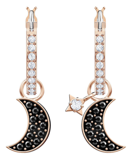 Aretes Swarovski Luna y Estrella Oro Rosa