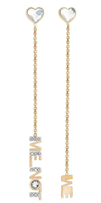 Aretes Swarovski Cadena Love Me Corazón Dorado