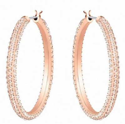 Aretes Swarovski Aro Pavé Oro Rosa Grande