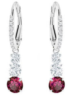 Aretes Swarovski Trilogía Cristal Rojo Platino