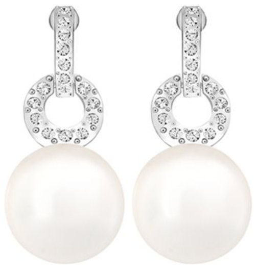 Aretes Swarovski Perla Aro Pavé Platino