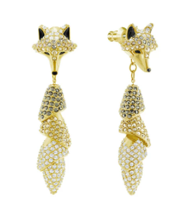 Aretes Swarovski Zorro Cola Pavé Dorado