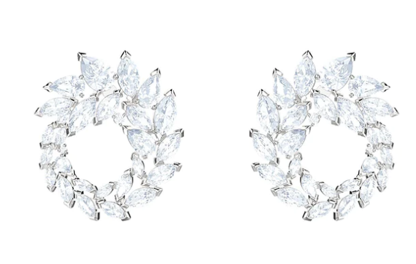 Aretes Swarovski Corona Cristales Marquise Platino