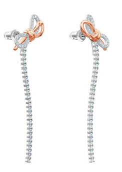 Aretes Swarovski Lazo Bicolor Cadena Pavé