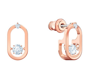 Aretes ovalados pavé baño oro rosa