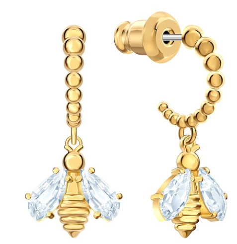Aretes Abeja aro de bolitas baño dorado