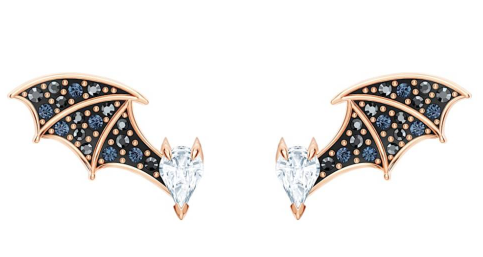Aretes Murciélago alas pavé baño oro rosa