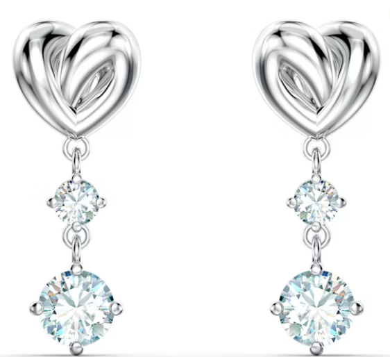 Aretes Swarovski Nudo de Corazón Plata