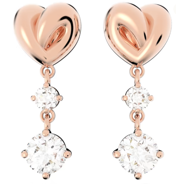 Aretes Swarovski Nudo de Corazón Oro Rosa