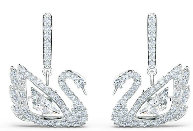 Aretes Swarovski Cisne Cristal Blanco Plata