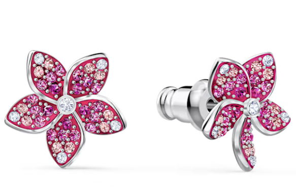 Aretes Swarovski Flor de Ciruelo Rosa