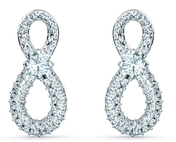 Aretes Swarovski Infinito Cristal Central Plata