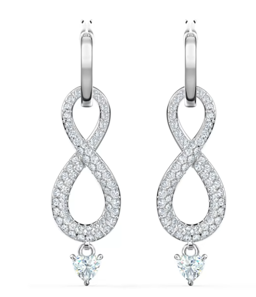 Aretes Swarovski Aro Infinito Cristal Corazón Plata