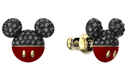 Aretes Swarovski Mickey Mouse Pavé Negro Dorado