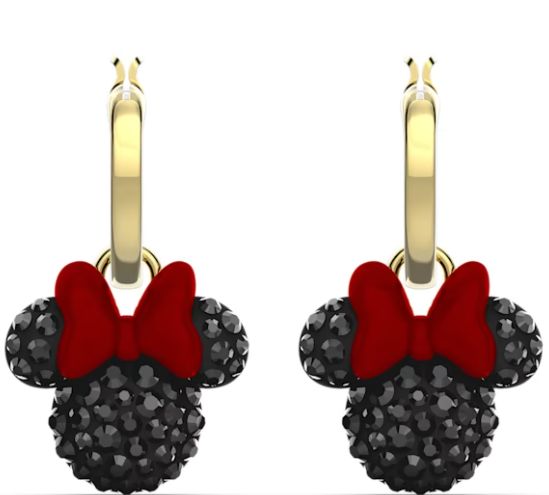 Aretes Swarovski Minnie Mouse Lazo Rojo Dorado